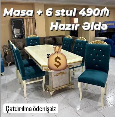 Masa və oturacaq dəstləri: Yeni, 6 stul