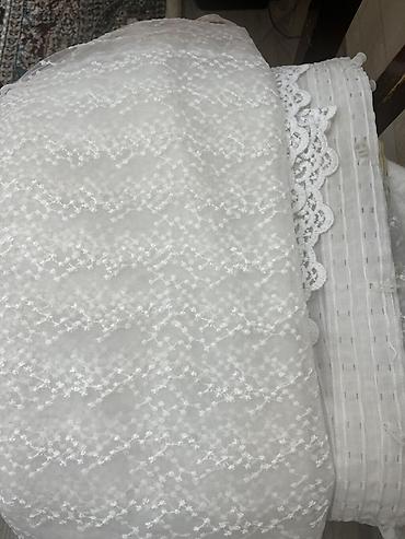 ipek parça: Ağ rəngli krujeva tül parçalar dəsti - Material: incə, şəffaf tül — 2