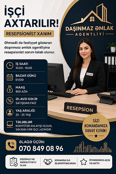 iş elanı 2025: Hostes, qeydiyyatçı tələb olunur — 1