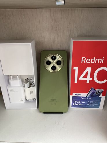 Apple iPhone: Redmi, Redmi 14C, 256 ГБ, цвет - Зеленый, 1 SIM, 2 SIM