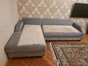 kunc divan yeni: Künc divanı – L şəklində, yumşaq parça üzlüklü, açıq-boz rəngdə — 5