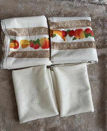 dəsmallar: Mətbəx üçün pərdə, 2 adet, 2x2mt, 2 adet ekstrə parça 2mtx75cm — 4