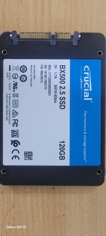 Жесткие диски, переносные винчестеры: Накопитель, Б/у, Crucial, SSD, 128 ГБ, 2.5", Для ПК