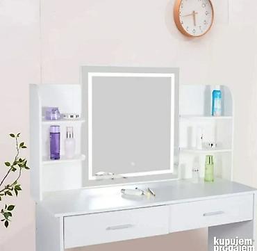Stolovi: Toaletni sto sa LED ogledalom i tabureom - Moderan beli toaletni sto — 2