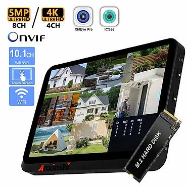 notebook ekranlari: 8 kanalli wifi 10.1 inch LCD NVR (xmeye, icsee) 2 mikro sd kart — 1