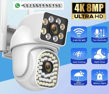 kameralar qiymetleri: Wifi Camera 8MP Ultra HD 4K PTZ Dual lens yüksek keyfiyetli ürün