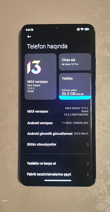 dvd lalafo: Xiaomi Mi Note 10 Pro, 256 GB, rəng - Yaşıl, 
 Qırıq, Sensor, Barmaq izi — 1