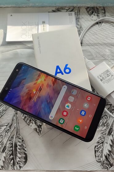 Samsung: Samsung Galaxy A6, Колдонулган, 32 ГБ, түсү - Кара, 2 SIM