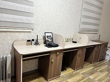 divan ofis: Ofis/iş otağı üçün 3 yerlik iş masası dəsti - Material: laminat/LDSP — 1