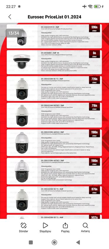 Videomüşahidə: Məhsul: Videomüşahidə kameraları – Inox Digital və digər modellər — 5