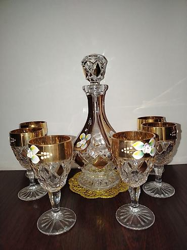 yolka bezeyi: Kişmiş-şərab dəsti – kristal qrafin və 6 balaca bokal - Material — 2
