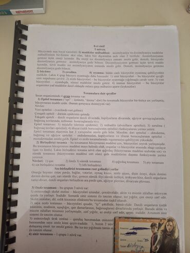 Spiral formalı üzlüklə hazırlanmış bu qeyd dəftəri, Biologiya fənninə