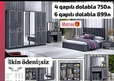 dam ortuyu: 1.Müasir dizaynlı yataq otağı dəsti – antrasit rəngdə Tərkibi: - — 1