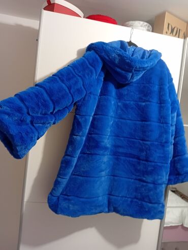 Krzneni kaputi: 3XL, Sa postavom, Veštačko krzno, bоја - Svetloplava — 8