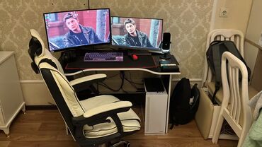 игровые столы для пк: Игровое кресло, С колесиками, Экокожа