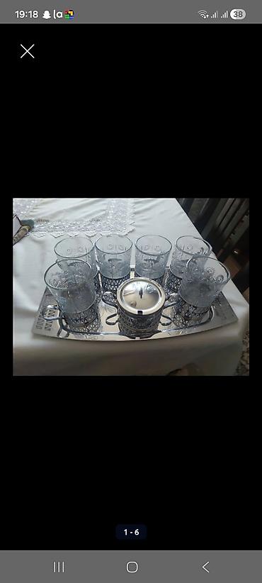 xrom caydan: Çay dəsti, rəng - Gümüşü, Şüşə — 6