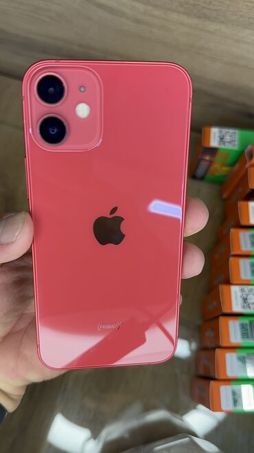Apple iPhone: IPhone 12 mini, Б/у, 64 ГБ, Красный, Защитное стекло, Чехол, 77 %