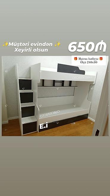 İki mərtəbəli uşaq/yeniyetmə çarpayısı – modern dizayn - Ölçü: 240x90