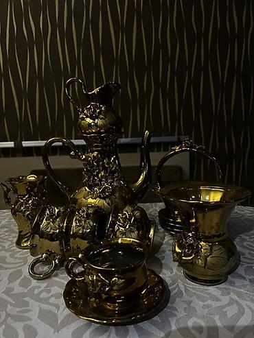 çay: Çay dəsti, rəng - Qızılı, Keramika, 6 nəfərlik — 1