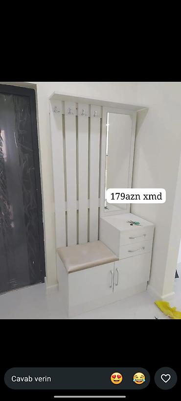 utu dolabı: Dəhliz üçün çoxfunksiyalı qarderob dəsti - Rəng: ağ - Dizayn: asma — 1