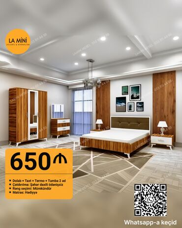embawood mebel qiymetleri: Yataq otağı dəsti - 650 AZN ▪️ Dolab + Taxt + Termo + Tumba 2 ədəd
