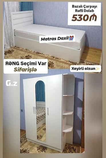 ideal mebel: Bazalı çarpayı və rəfli şkaf dəsti - Çarpayı: bazalı model, başlıqla; — 1