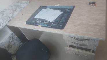 masaüstü ofis seti: Ofis mebeli dəsti - İş masası: Sağ tərəfdə 3 çekmecəli, ağac — 1