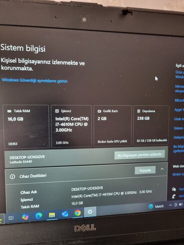 Masaüstü kompüterlər və iş stansiyaları: İşlənmiş Dell Latitude, 15 ", Intel Core i7, 256 GB, Ünvandan götürmə