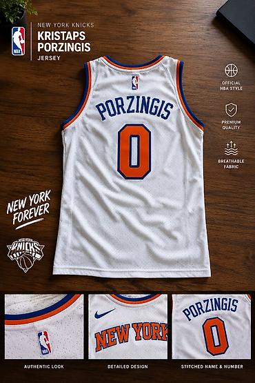 футбольная форма: Məhsul: New York Knicks – Kristaps Porziņģis (0) rəsmi NBA forması — 1