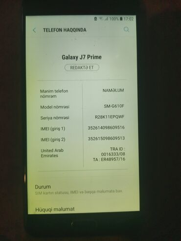 samsung a04s qiymeti: Samsung Galaxy J7 Prime, rəng - Boz, Sensor, Barmaq izi, İki sim kartlı