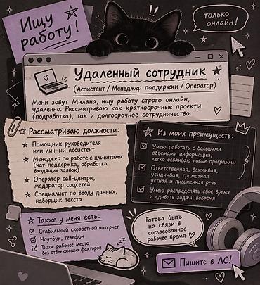 онлайн работа с 12 лет: Помощник. Без опыта — 1