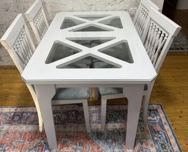 рабочий стол для телефона флай: Mətbəx üçün, İşlənmiş, Açılmayan, Dördbucaq masa, 4 stul