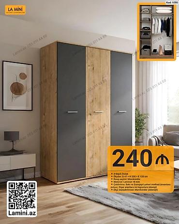 Dolablar: - Model: 3 qapılı dolab (Kod: 1090) - Ölçülər: Dərinlik 47 sm × — 1