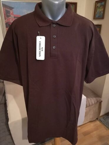 kompleti od lana: Short sleeves T-shirt, 4XL (EU 60), color - Brown, Cotton