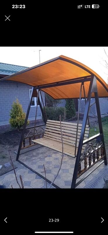 Садовые качели: Садовые качели Металл, Со спинкой, С крышей — 10