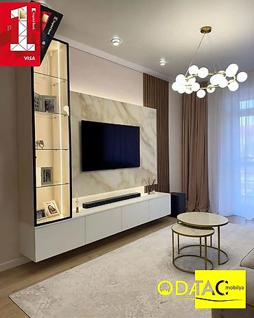 tv divar dizayn: TV stendi və vitrinli divar sistemi - Dizayn: Minimalist və müasir — 1