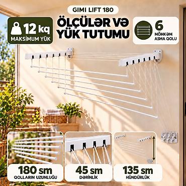 ucuz utu: Gimi Lift 180 sm — tavan və divar üçün paltar quruducusu Gimi Lift — 3