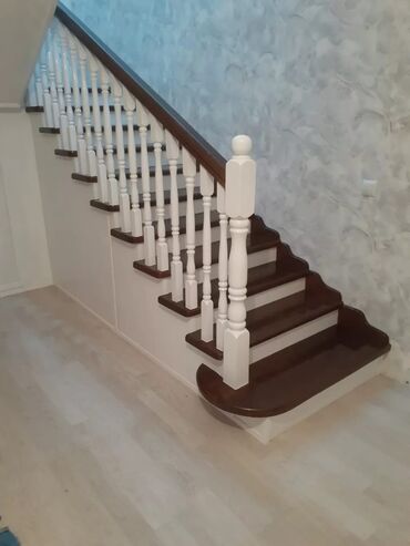 Обшивка лестниц: Лестница заказ алабыз Кара жыгач сосна шпон фонерадан — 8