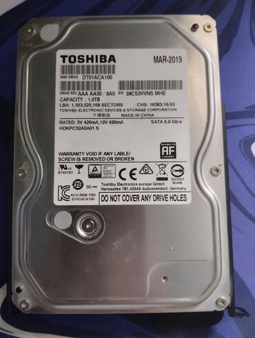 пк i5: Накопитель, Б/у, Toshiba, HDD, 1 ТБ, 3.5", Для ПК