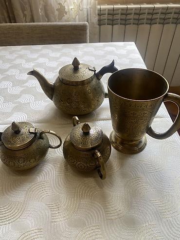 sud separatoru: Çay dəsti, rəng - Qızılı, Metal, 4 nəfərlik — 1