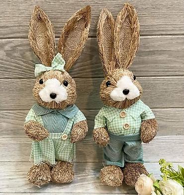 Figure: Dekorativni zeka figure – par - Materijal: prirodna vlakna/rašćka — 6