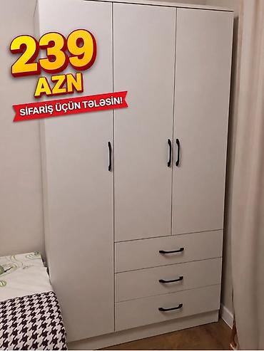Dolablar: Üç qapılı geyim dolabı - Rəng: açıq boz - Dizayn: 3 qapı + 3 dərin — 1