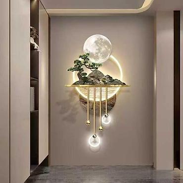Zen tərzində dekorativ divar lampası – “Ay və Bonsai” kompozisiyası -