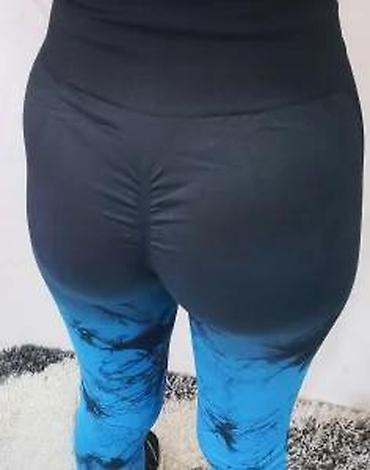 Helanke, biciklistički šortsevi: Ženske helanke sa visokim strukom u crno-plavoj tie-dye boji. Helanke — 16