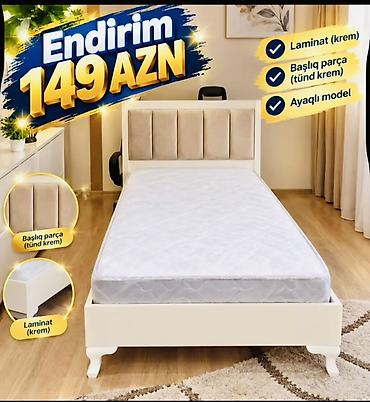 Endirim: 149 AZN Məhsul: Tək nəfərlik çarpayı - Material: krem rəngdə