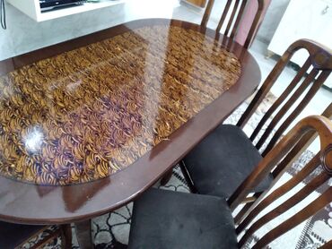 işlenmiş masa desti: Balkon üçün, İşlənmiş, Açılmayan, Yumru masa, 6 stul