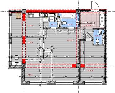 брокеры: 4 комнаты, 87 м², Элитка, 3 этаж, ПСО (под самоотделку) — 1