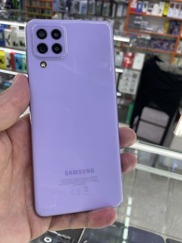 телефон ми 12: Samsung Galaxy A22, 128 ГБ, цвет - Фиолетовый, 2 SIM