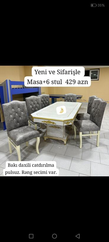 qonaq stol stul: *Masa desti+6 stul 429 azn* Masa ölçü 2/1. *Masa desti+8 stul 510 azn*