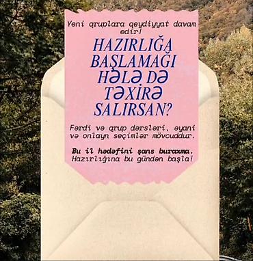 Обучение, курсы: Hazırlıq kursu – fərdi və qrup dərsləri Yeni qruplara qeydiyyat davam — 1